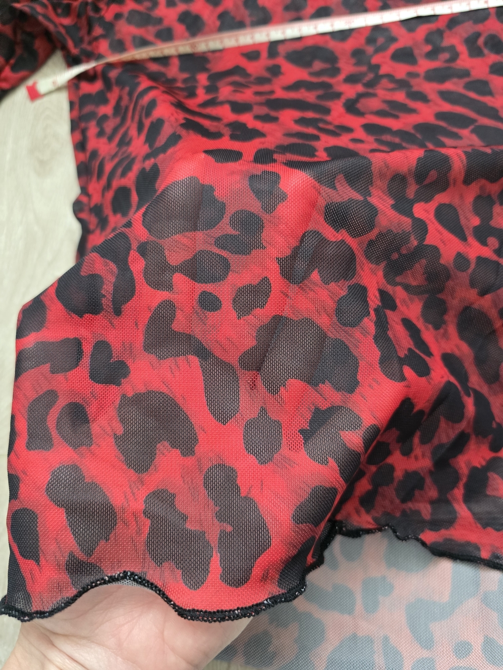 Red Leopard Sheer Long-Sleeve Tee Size L Y2K - Picture 3 of 4
